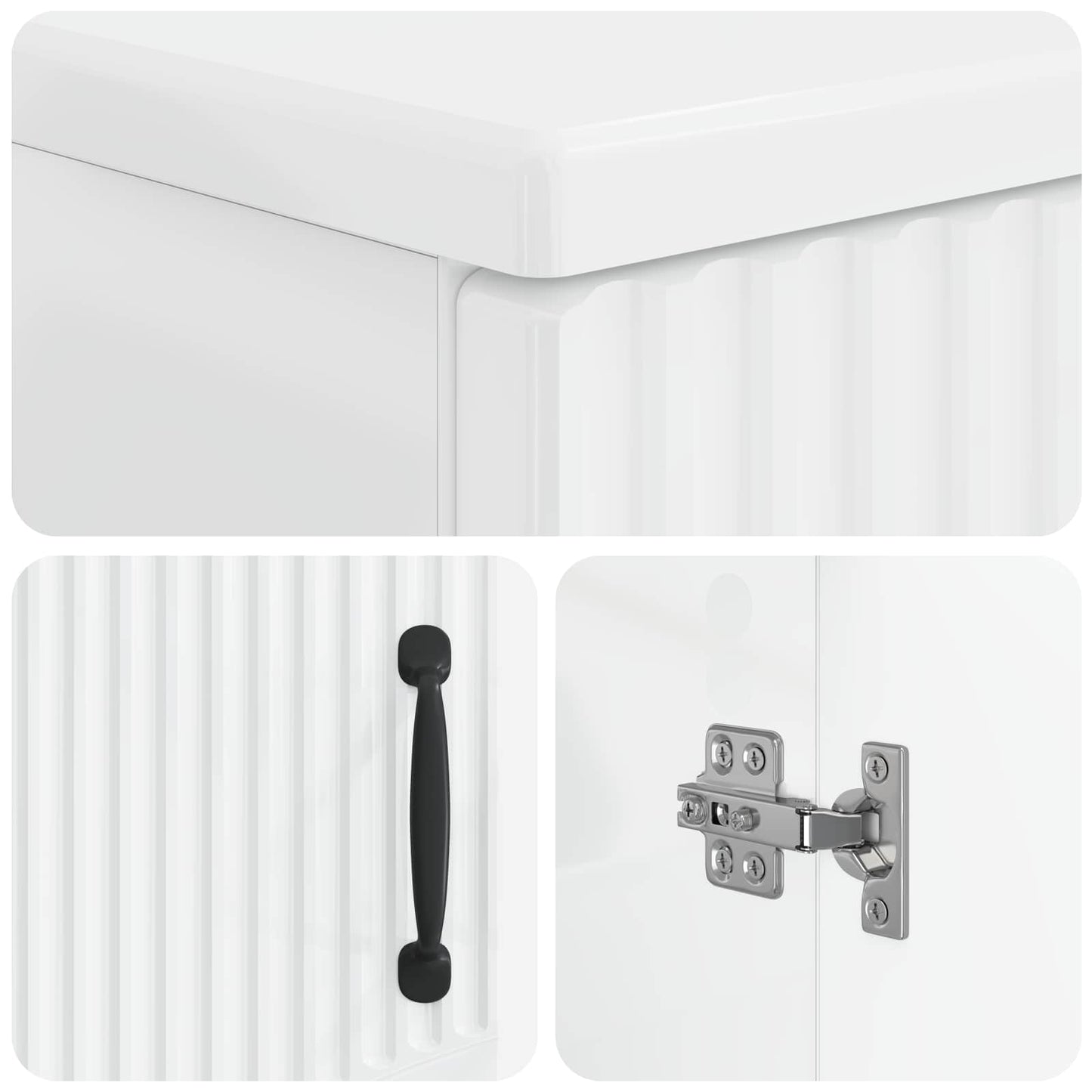 vidaXL 3 Piece Bathroom Cabinet Set HOORN High Gloss White 6