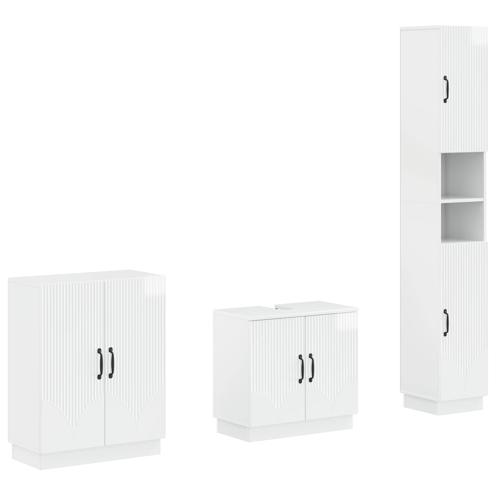 vidaXL 3 Piece Bathroom Cabinet Set HOORN High Gloss White 1
