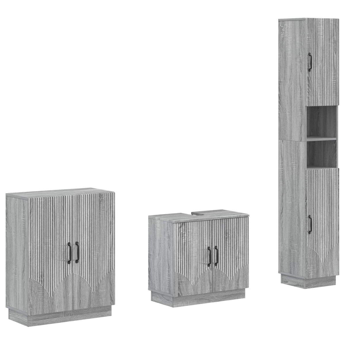 vidaXL 3 Piece Bathroom Cabinet Set HOORN Grey Sonoma Engineered Wood 2