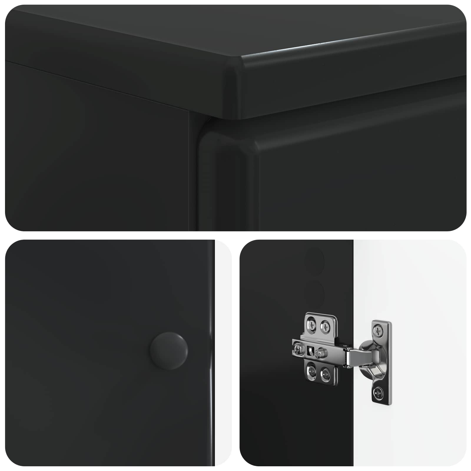 vidaXL 3 Piece Bathroom Cabinet Set BREDA Black Engineered Wood 6