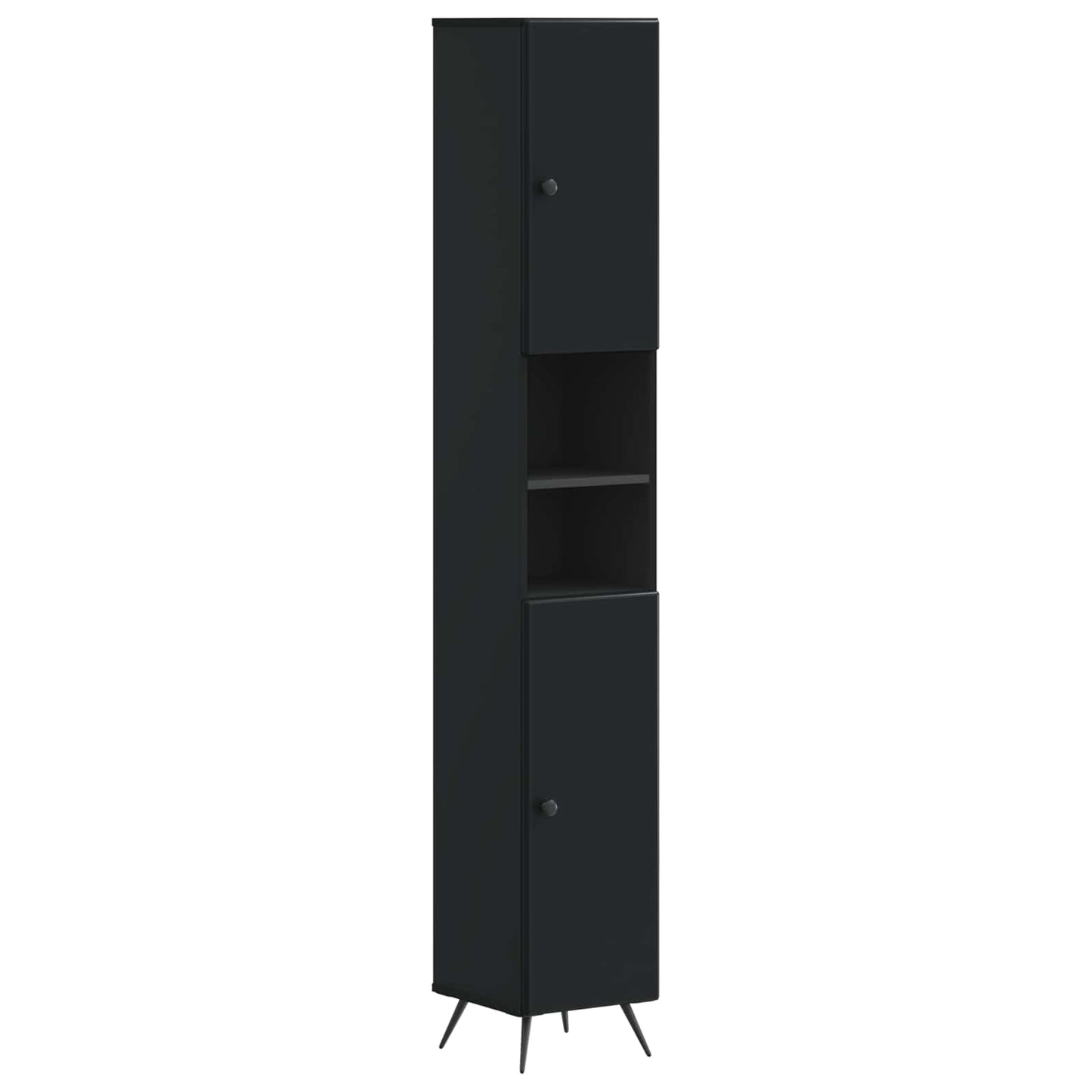 vidaXL 3 Piece Bathroom Cabinet Set BREDA Black Engineered Wood 4