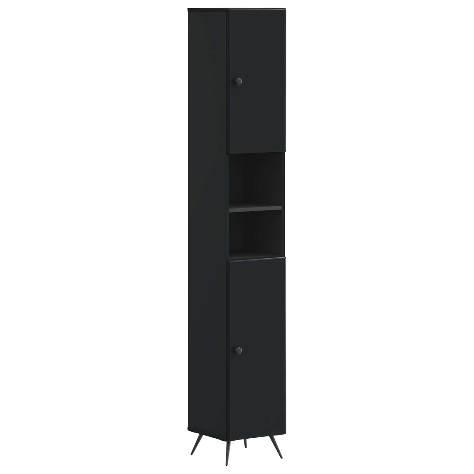 vidaXL 3 Piece Bathroom Cabinet Set BREDA Black Engineered Wood 4