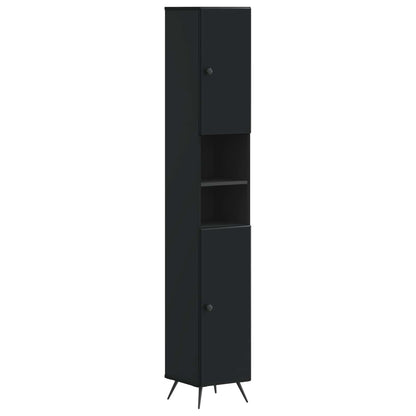 vidaXL 3 Piece Bathroom Cabinet Set BREDA Black Engineered Wood 4