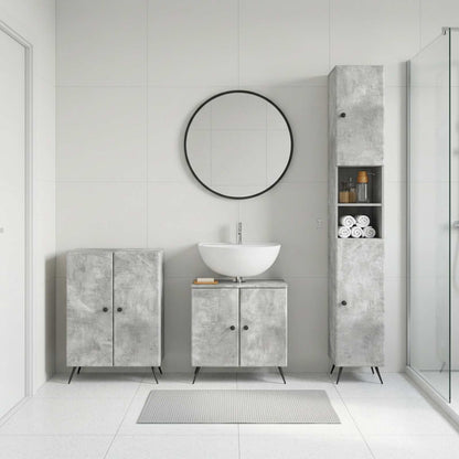 vidaXL 3 Piece Bathroom Cabinet Set DELFT Concrete Grey