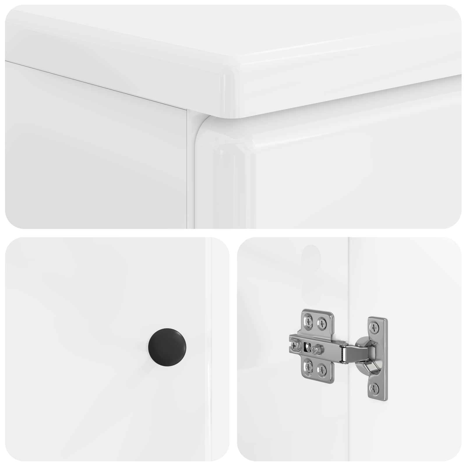 vidaXL 3 Piece Bathroom Cabinet Set BREDA High Gloss White 6