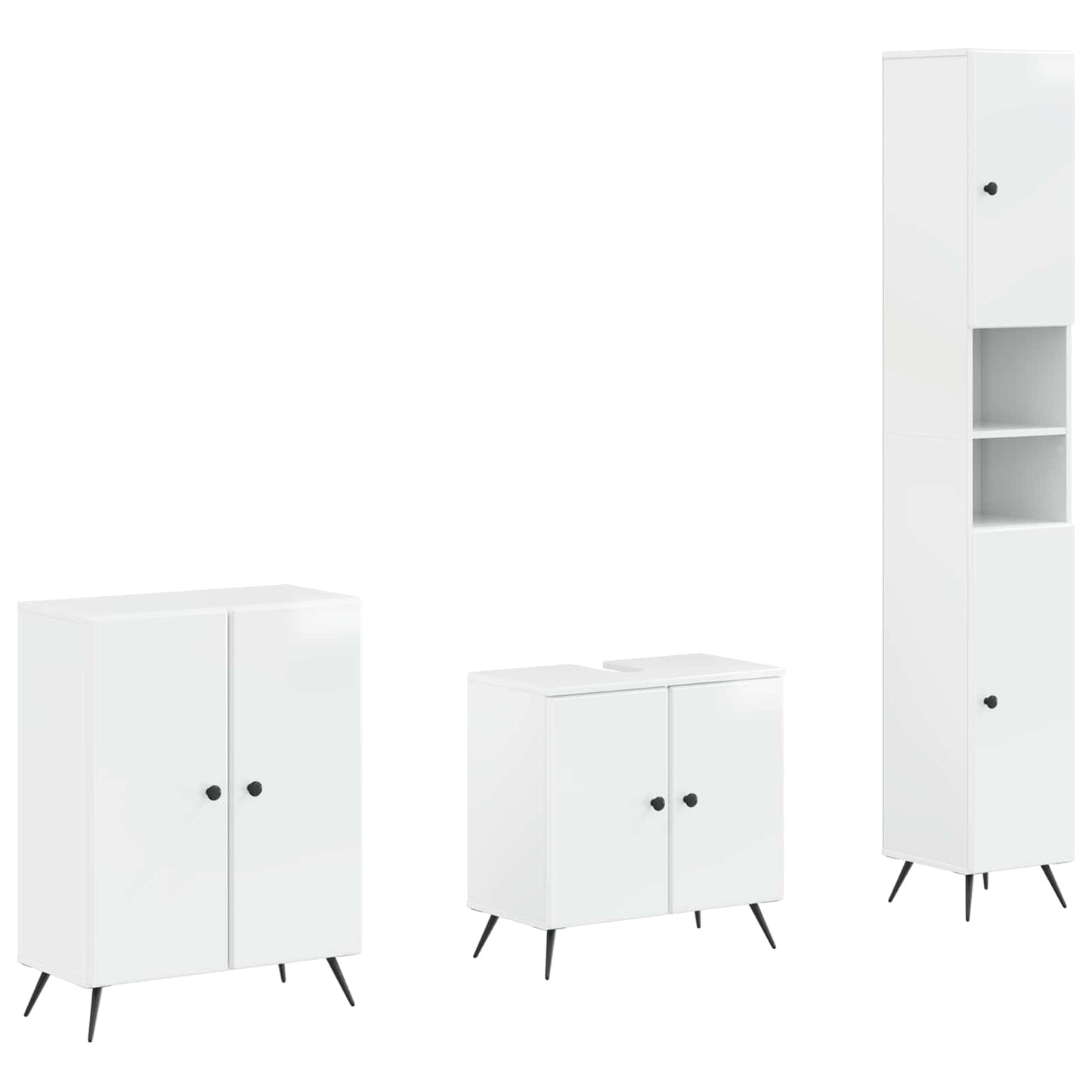 vidaXL 3 Piece Bathroom Cabinet Set BREDA High Gloss White 1