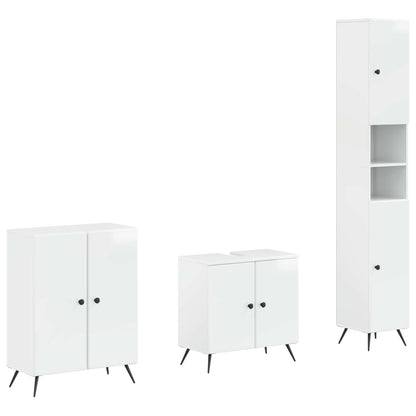 vidaXL 3 Piece Bathroom Cabinet Set BREDA High Gloss White 1