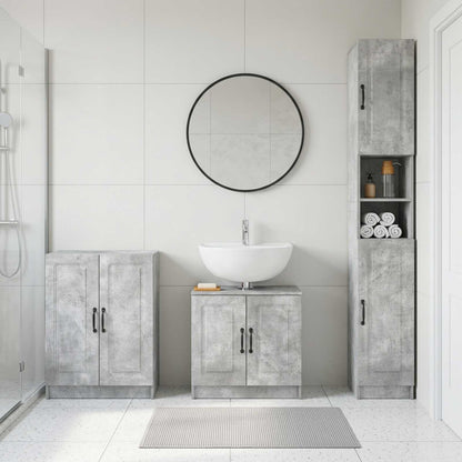 vidaXL 3 Piece Bathroom Cabinet Set DELFT Concrete Grey