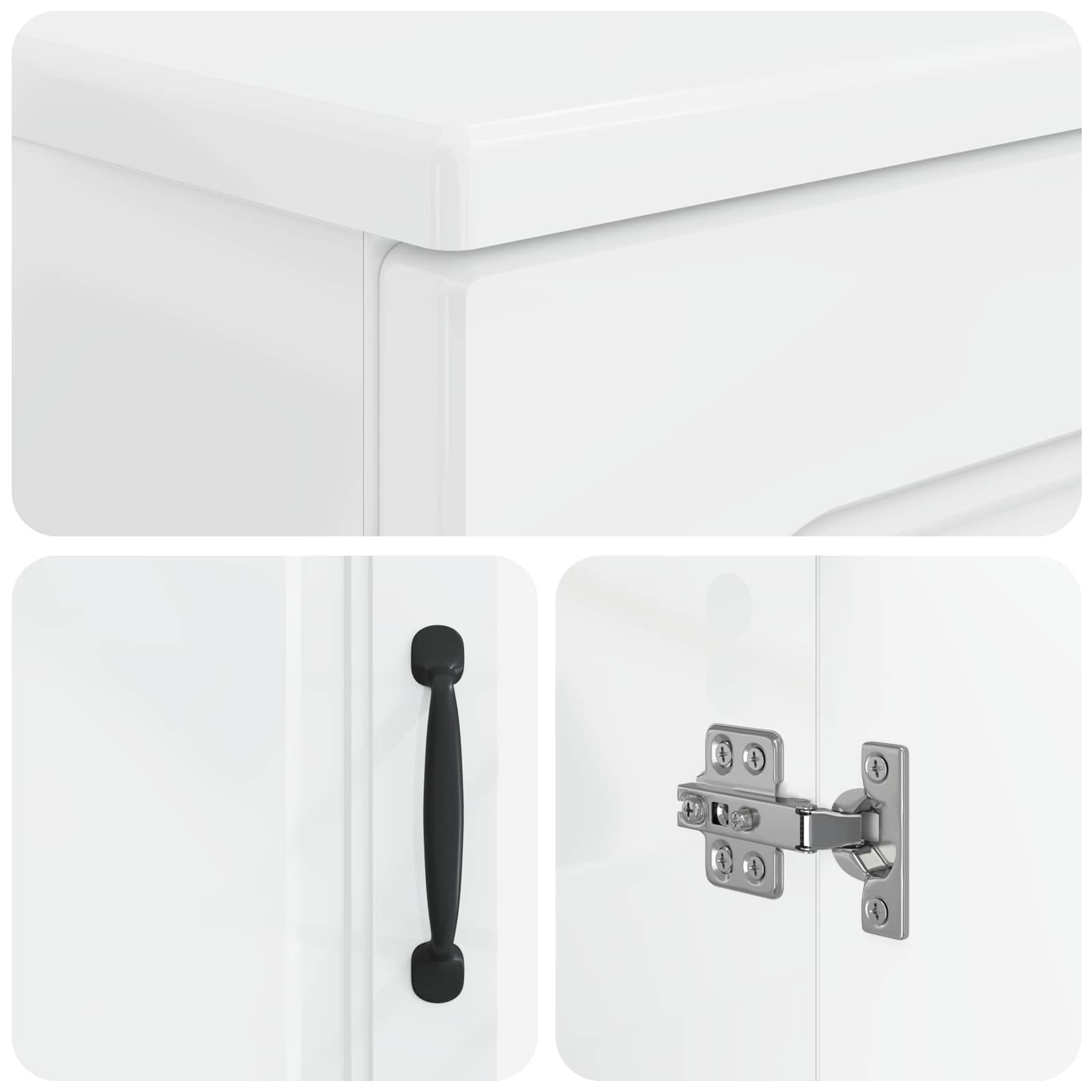 vidaXL 3 Piece Bathroom Cabinet Set UTRECHT High Gloss White 6