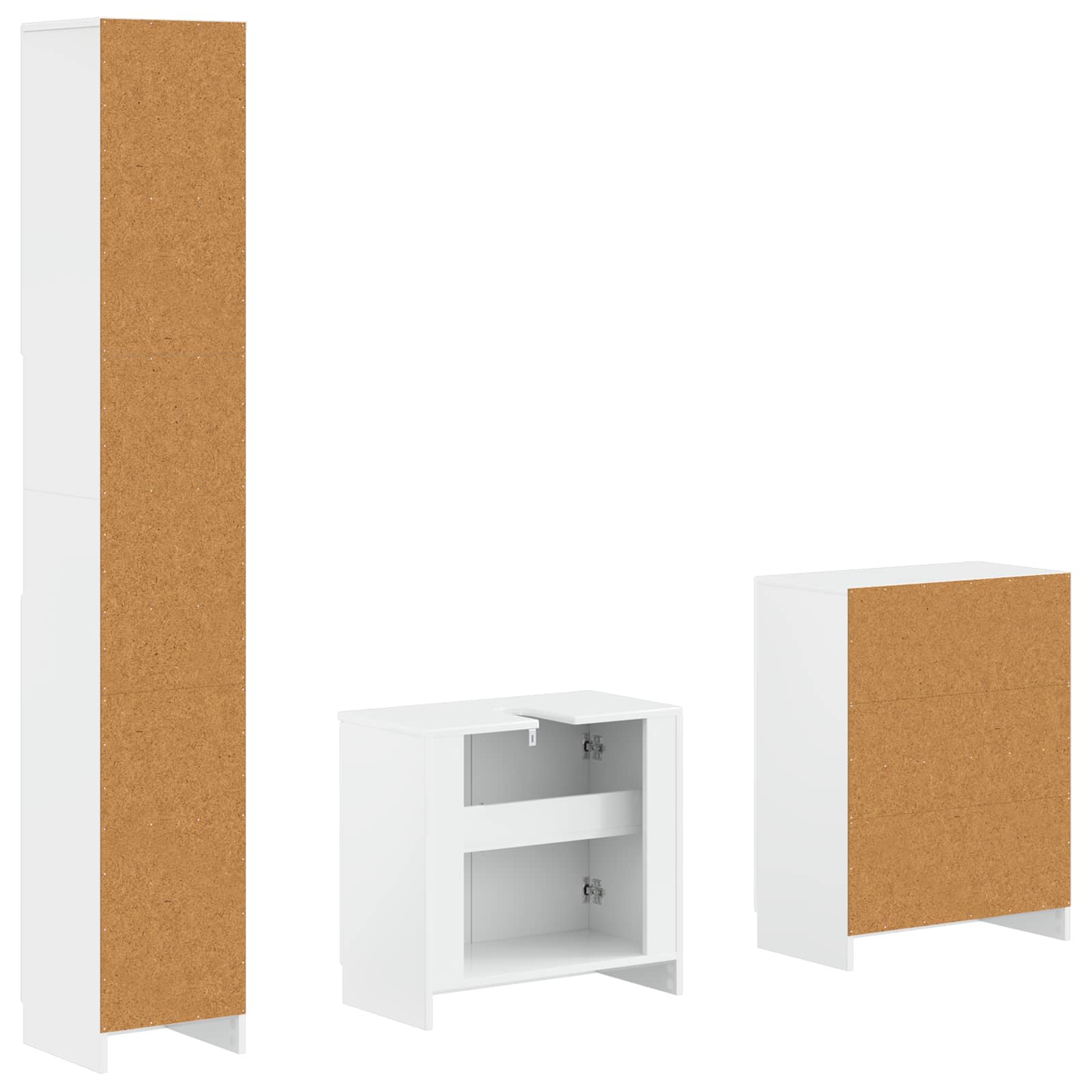 vidaXL 3 Piece Bathroom Cabinet Set UTRECHT High Gloss White 5