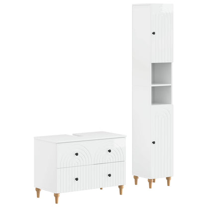 vidaXL 2 Piece Bathroom Cabinet Set ALKMAAR High Gloss White 2