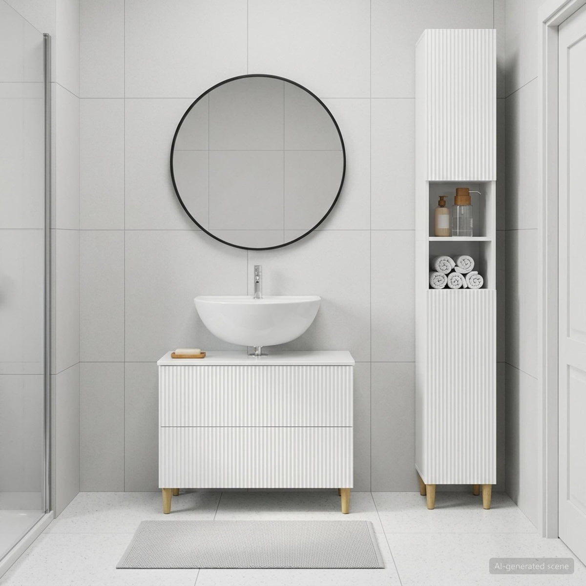 vidaXL 2 Piece Bathroom Cabinet Set ARNHEM High Gloss White 1