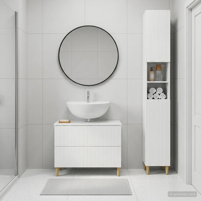 vidaXL 2 Piece Bathroom Cabinet Set ARNHEM High Gloss White 1