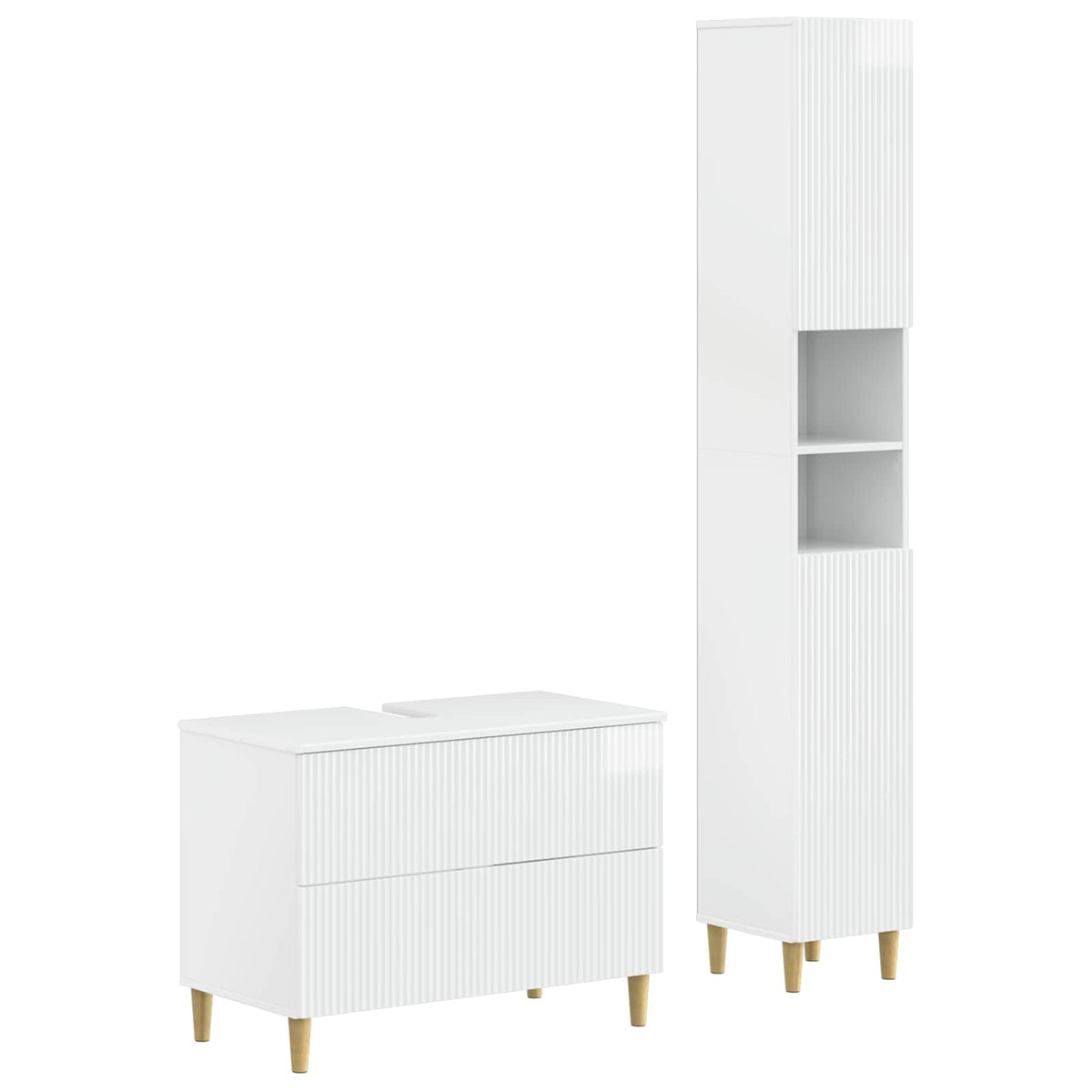 vidaXL 2 Piece Bathroom Cabinet Set ARNHEM High Gloss White 2
