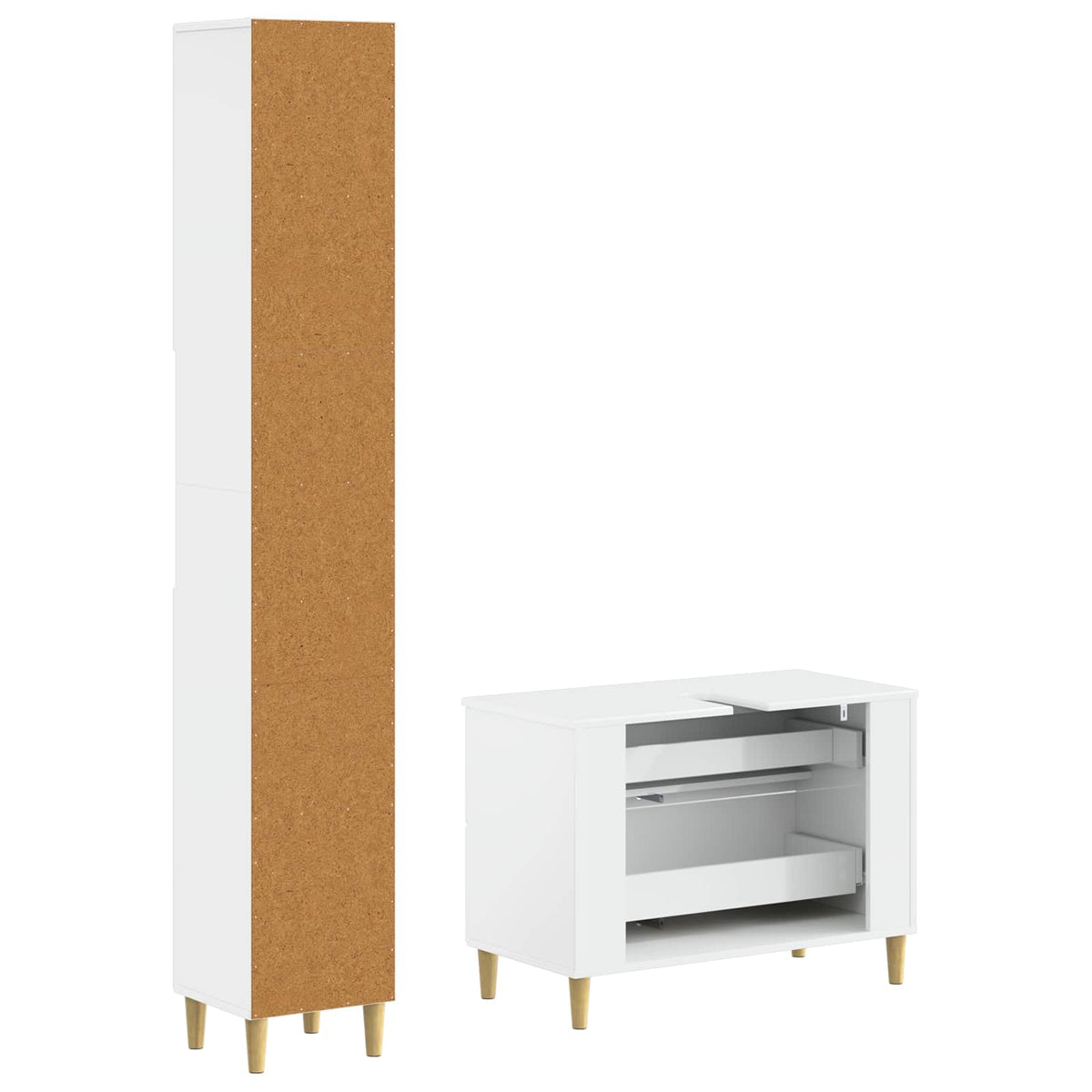 vidaXL 2 Piece Bathroom Cabinet Set ARNHEM High Gloss White 5