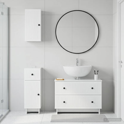 vidaXL 3 Piece Bathroom Cabinet Set EDE High Gloss White 1