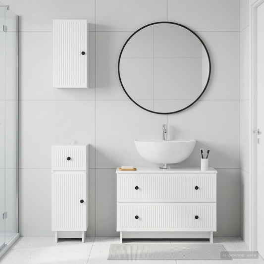 vidaXL 3 Piece Bathroom Cabinet Set EDE High Gloss White 1