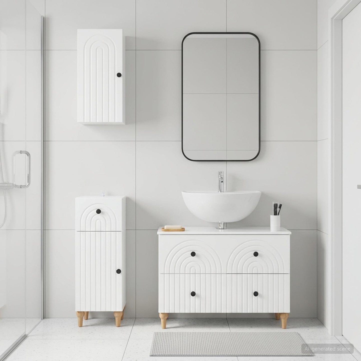 vidaXL 3 Piece Bathroom Cabinet Set ALKMAAR High Gloss White 3