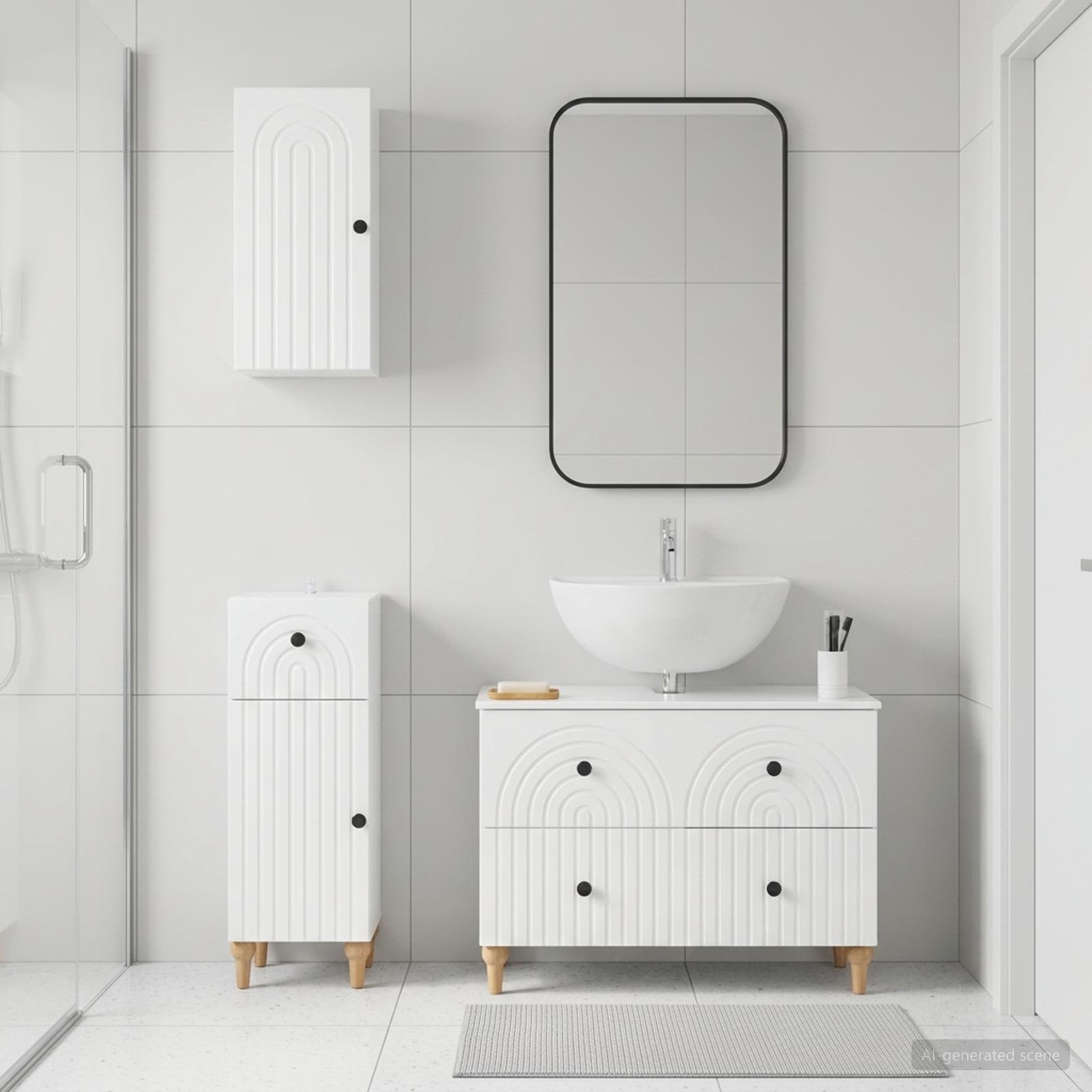 vidaXL 3 Piece Bathroom Cabinet Set ALKMAAR High Gloss White 3