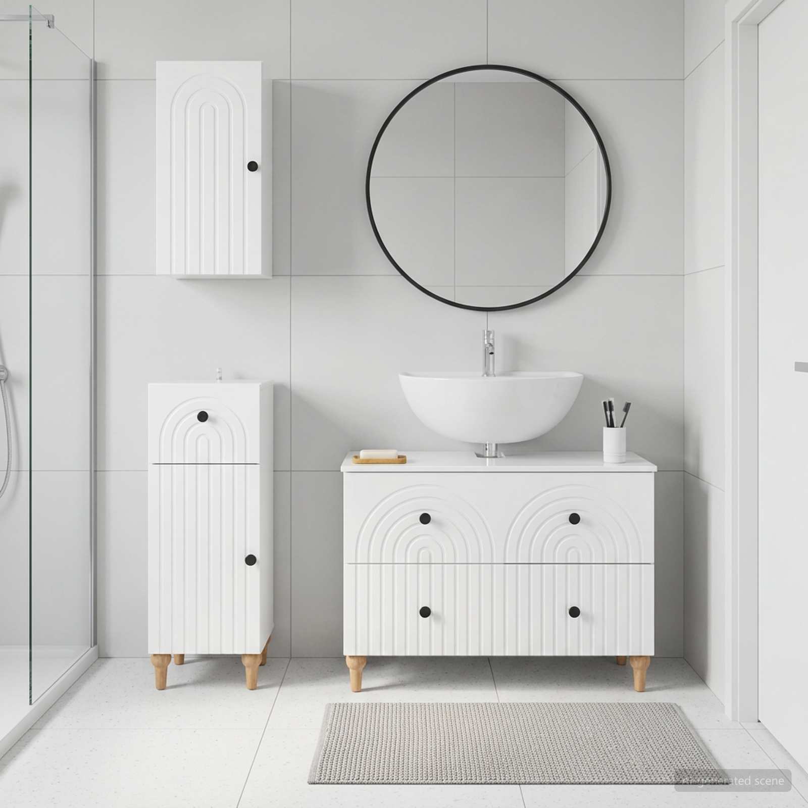 vidaXL 3 Piece Bathroom Cabinet Set ALKMAAR High Gloss White 1