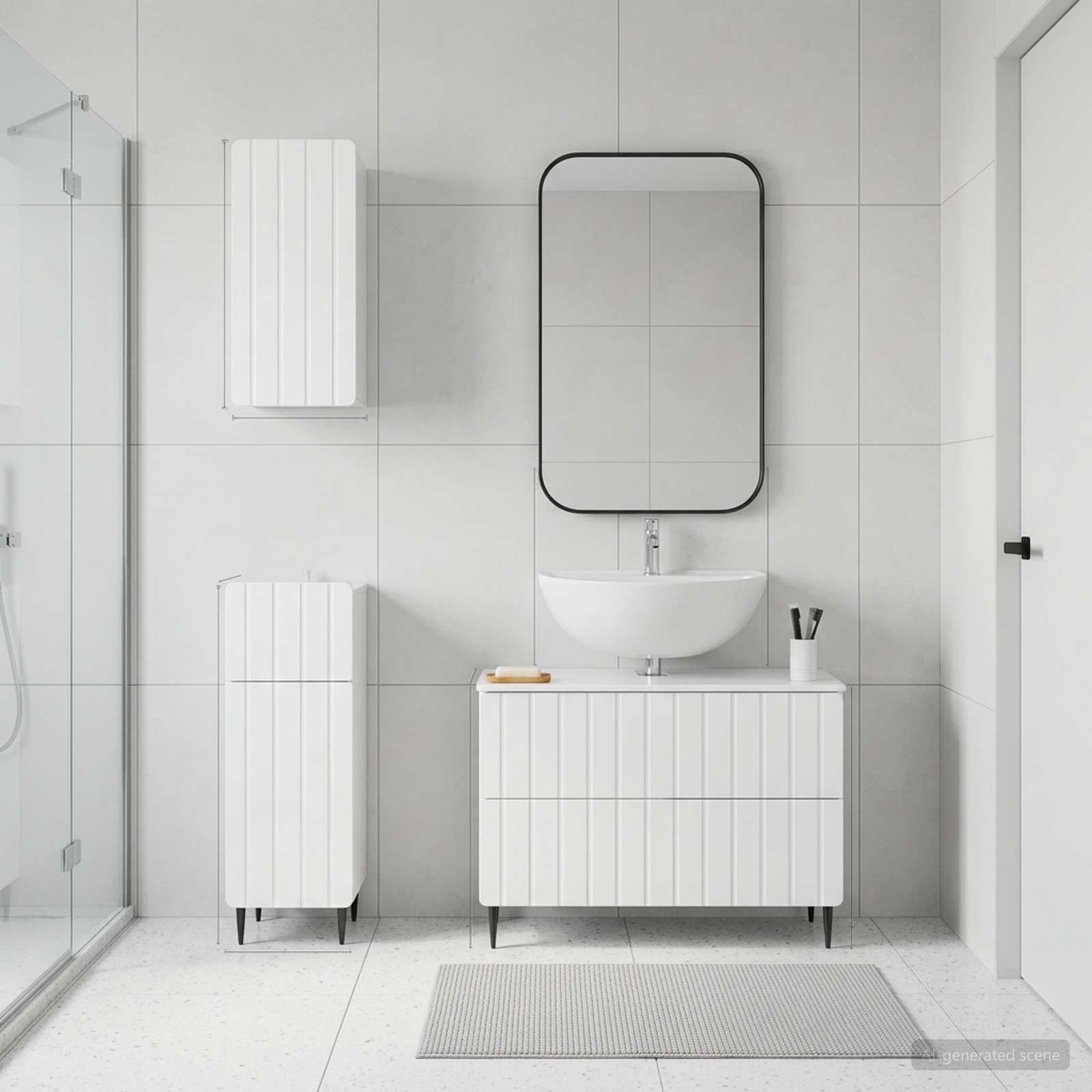 vidaXL 3 Piece Bathroom Cabinet Set ZWOLLE High Gloss White 3