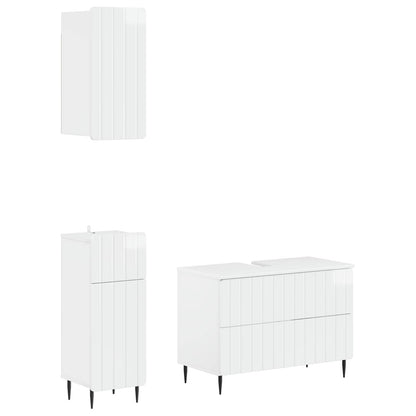 vidaXL 3 Piece Bathroom Cabinet Set ZWOLLE High Gloss White 2