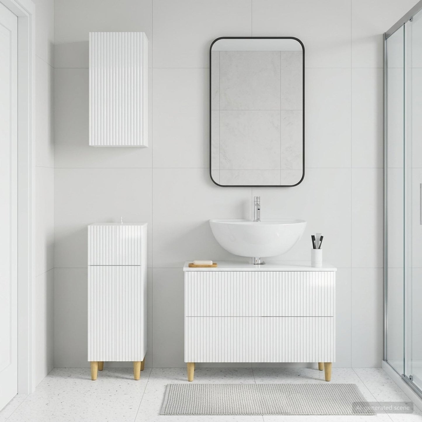 vidaXL 3 Piece Bathroom Cabinet Set ARNHEM High Gloss White 3