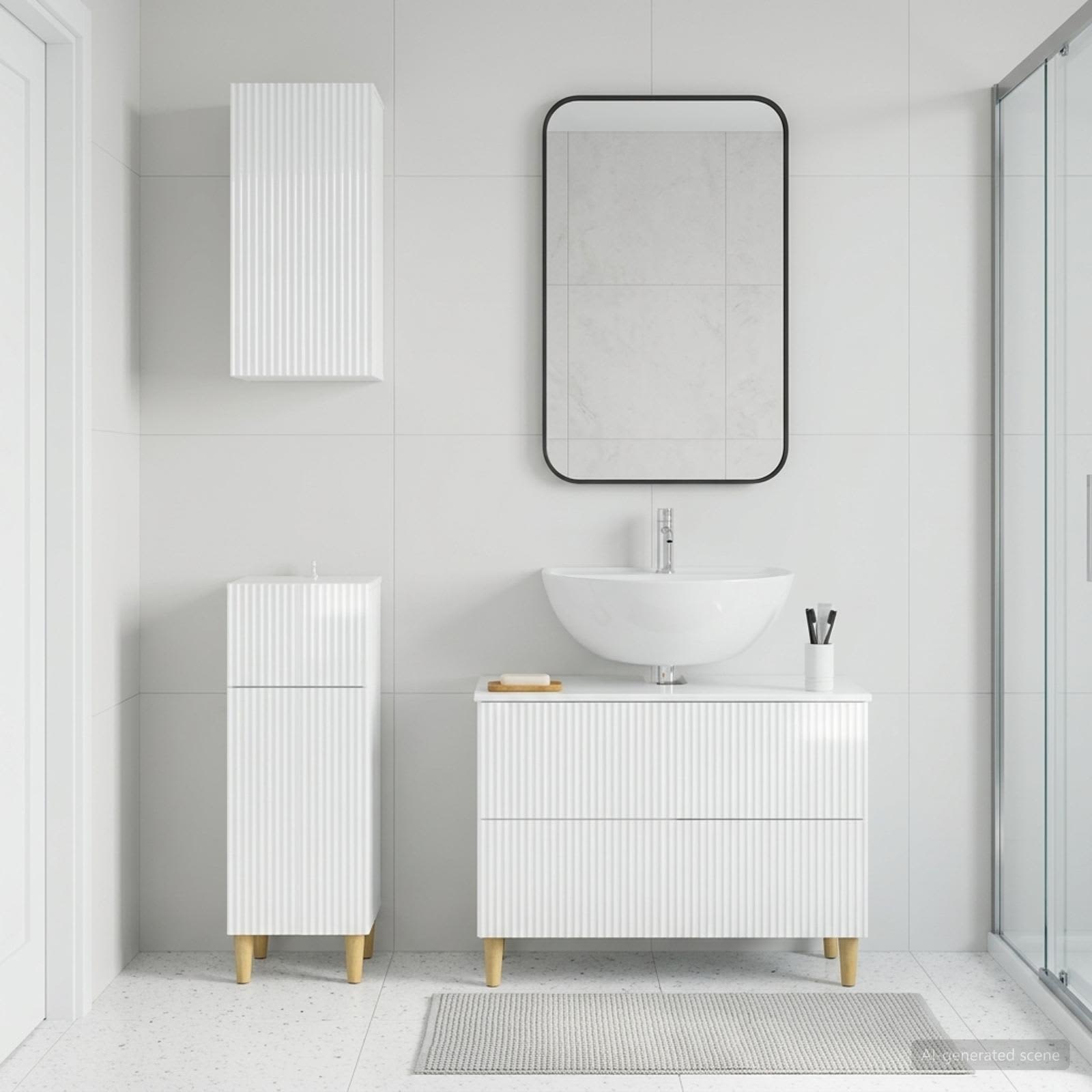 vidaXL 3 Piece Bathroom Cabinet Set ARNHEM High Gloss White 3