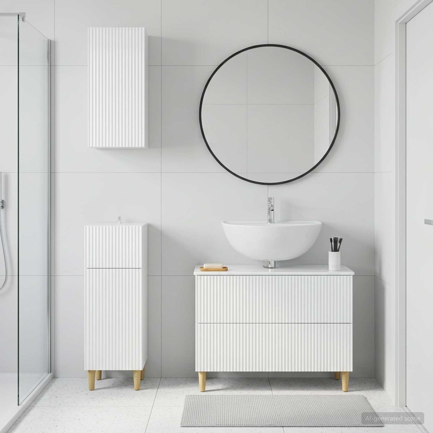 vidaXL 3 Piece Bathroom Cabinet Set ARNHEM High Gloss White 1
