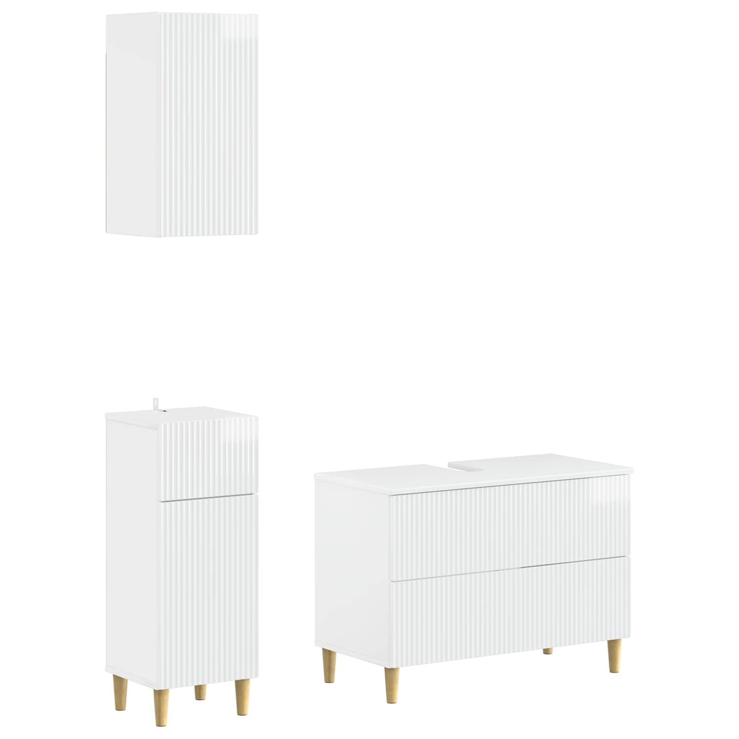 vidaXL 3 Piece Bathroom Cabinet Set ARNHEM High Gloss White 2
