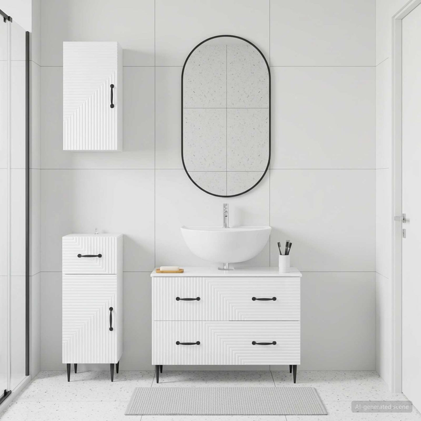 vidaXL 3 Piece Bathroom Cabinet Set HAARLEM High Gloss White 1