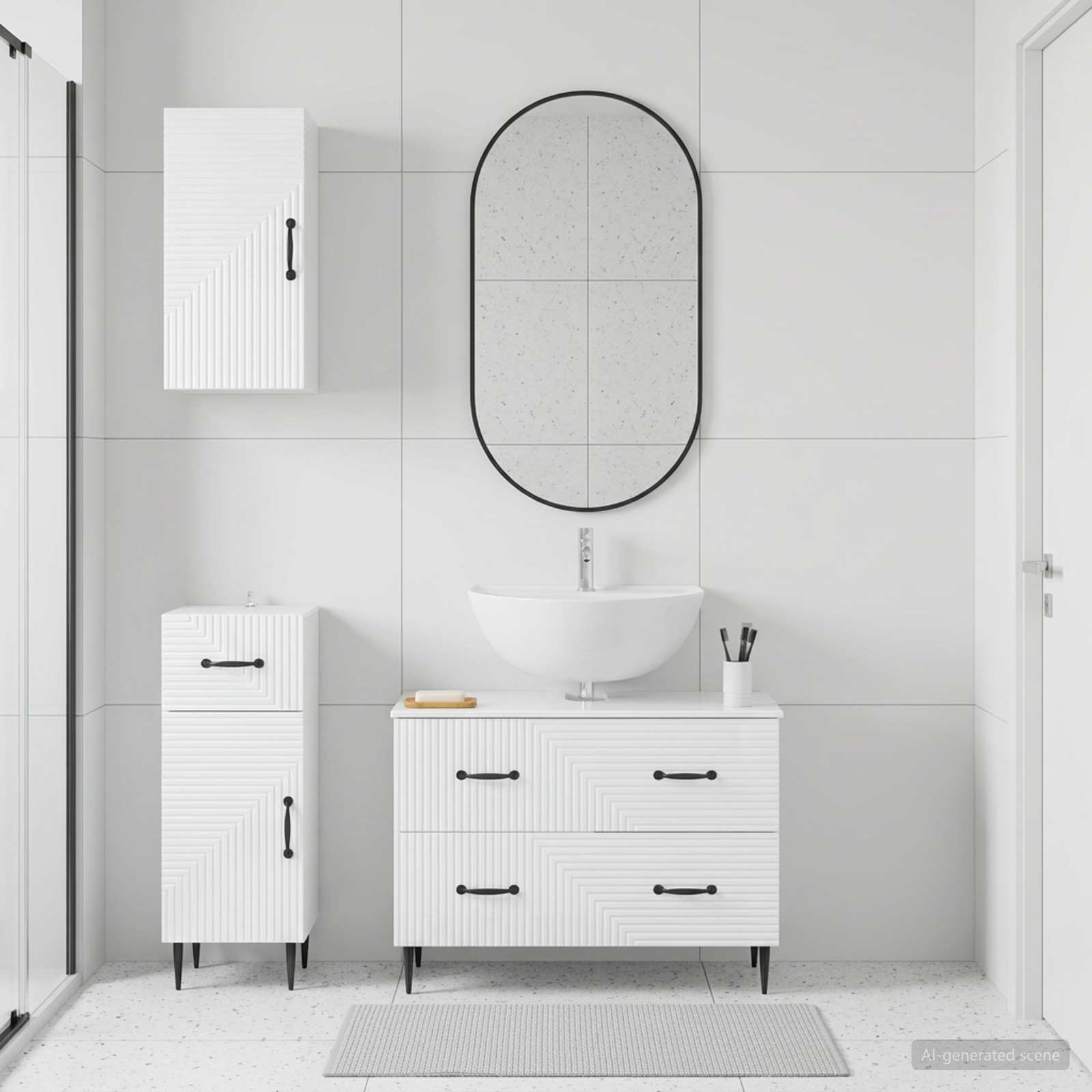 vidaXL 3 Piece Bathroom Cabinet Set HAARLEM High Gloss White 1