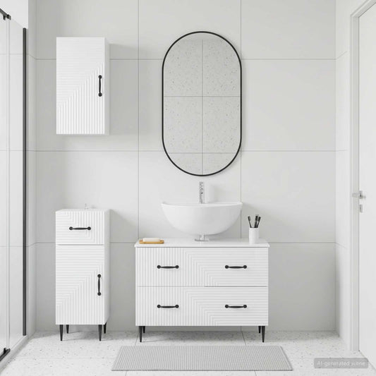 vidaXL 3 Piece Bathroom Cabinet Set HAARLEM High Gloss White 1