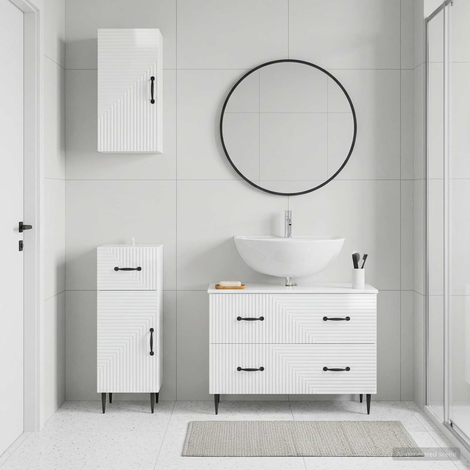 vidaXL 3 Piece Bathroom Cabinet Set HAARLEM High Gloss White 3