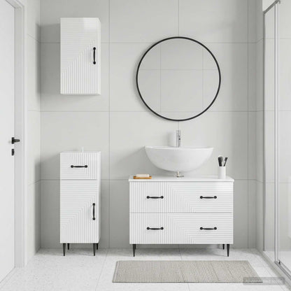 vidaXL 3 Piece Bathroom Cabinet Set HAARLEM High Gloss White 3