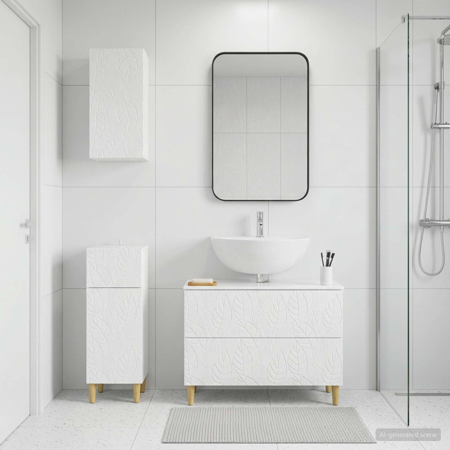 vidaXL 3 Piece Bathroom Cabinet Set DELFT High Gloss White 1