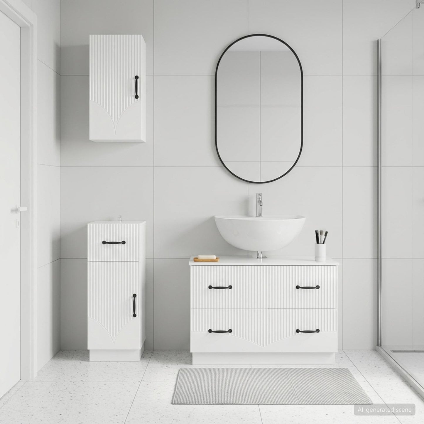 vidaXL 3 Piece Bathroom Cabinet Set HOORN High Gloss White 3