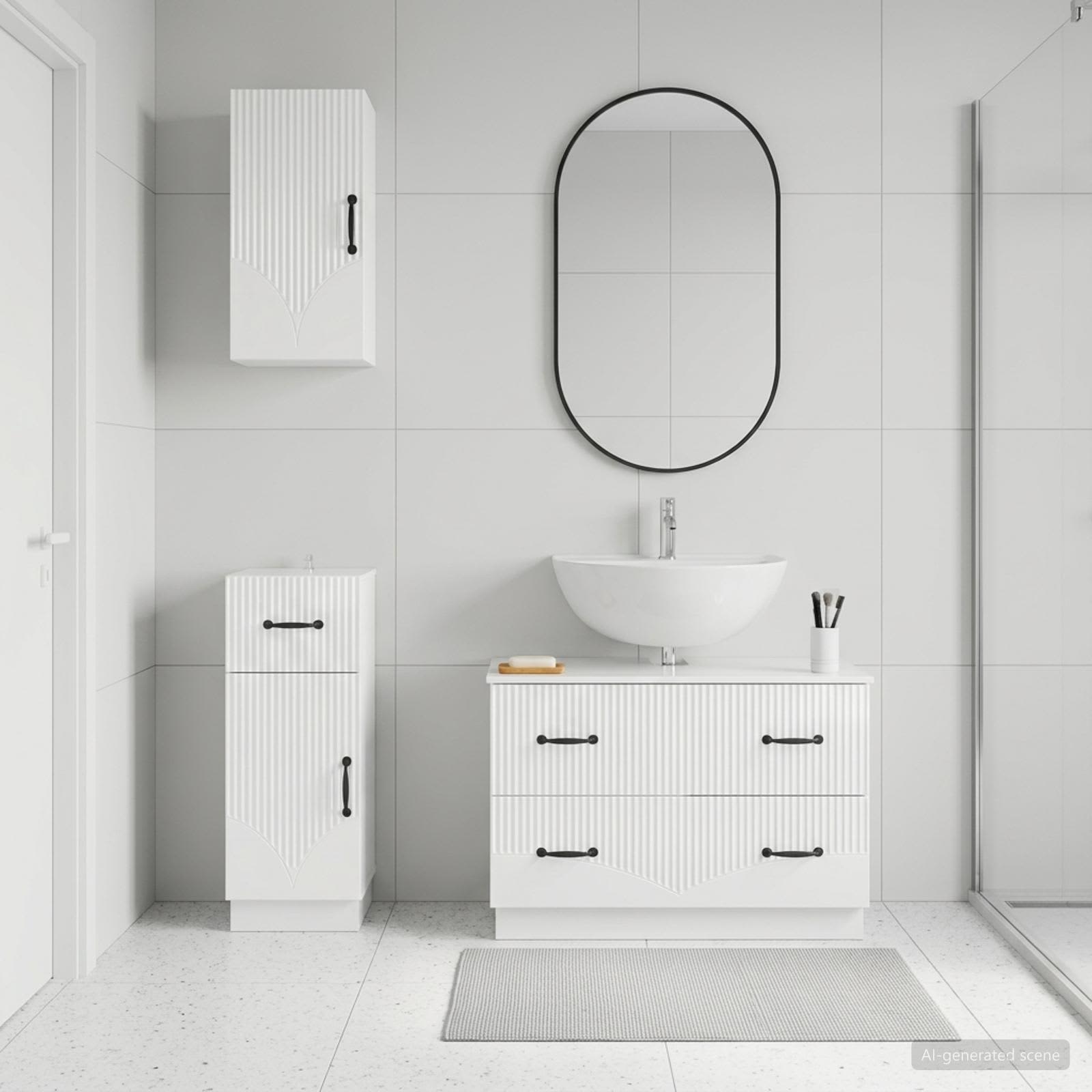 vidaXL 3 Piece Bathroom Cabinet Set HOORN High Gloss White 3