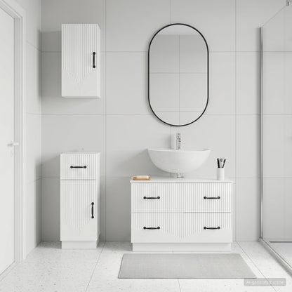 vidaXL 3 Piece Bathroom Cabinet Set HOORN High Gloss White 3