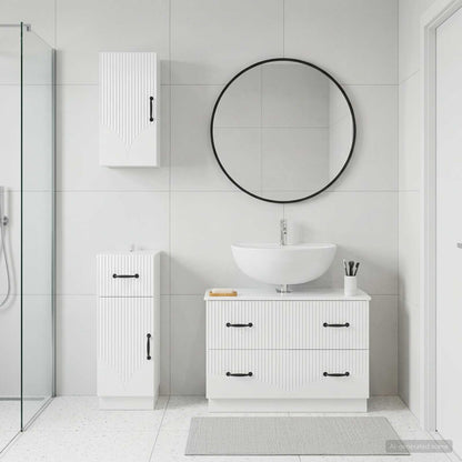 vidaXL 3 Piece Bathroom Cabinet Set HOORN High Gloss White 1