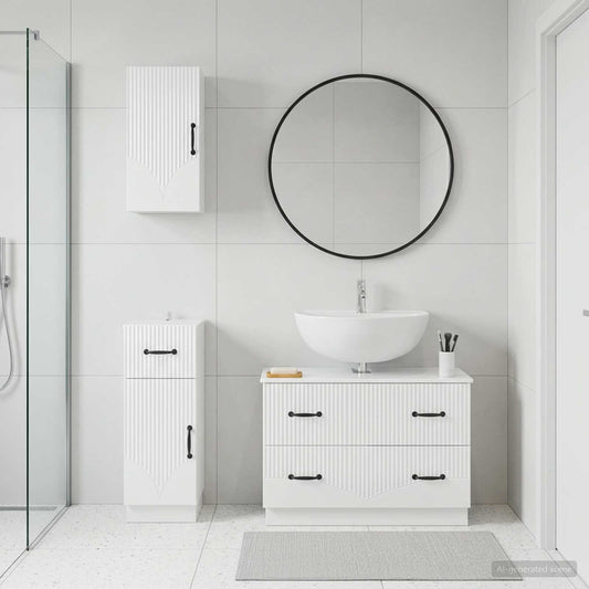 vidaXL 3 Piece Bathroom Cabinet Set HOORN High Gloss White 1