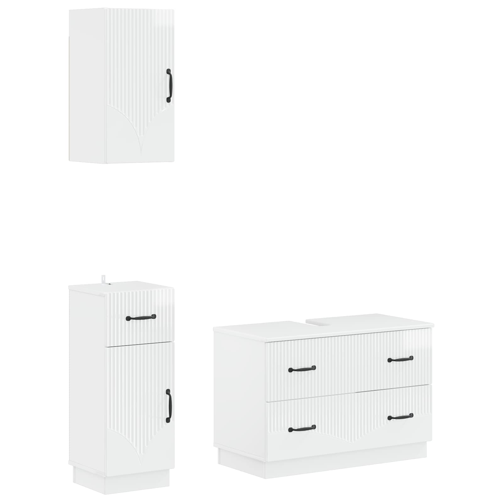 vidaXL 3 Piece Bathroom Cabinet Set HOORN High Gloss White 2