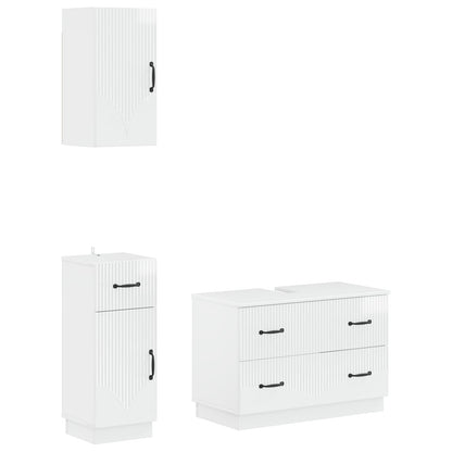 vidaXL 3 Piece Bathroom Cabinet Set HOORN High Gloss White 2