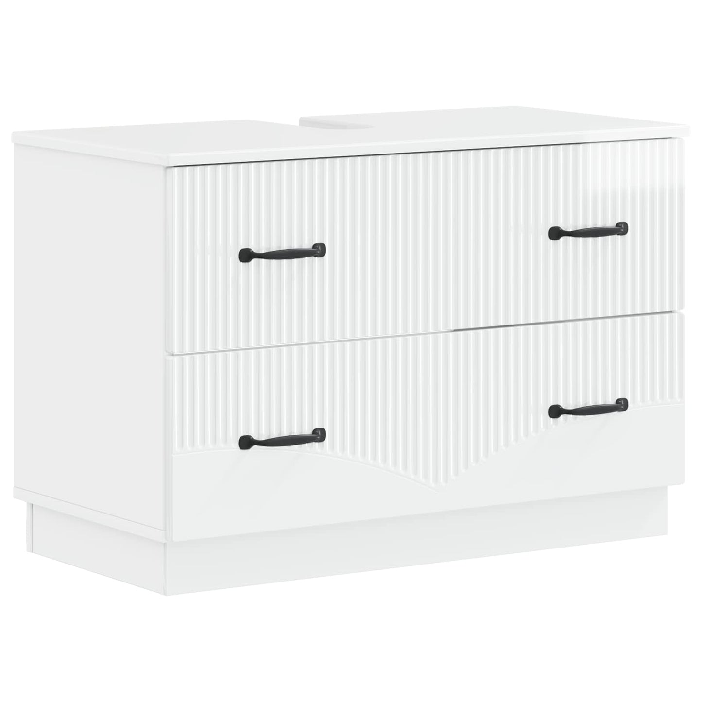 vidaXL 3 Piece Bathroom Cabinet Set HOORN High Gloss White 6