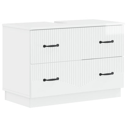 vidaXL 3 Piece Bathroom Cabinet Set HOORN High Gloss White 6