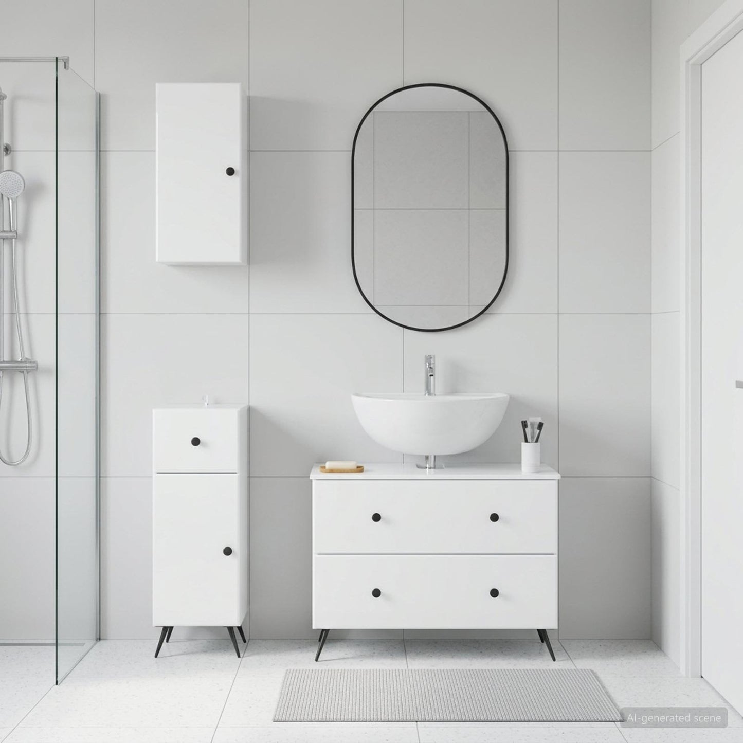 vidaXL 3 Piece Bathroom Cabinet Set BREDA High Gloss White 1