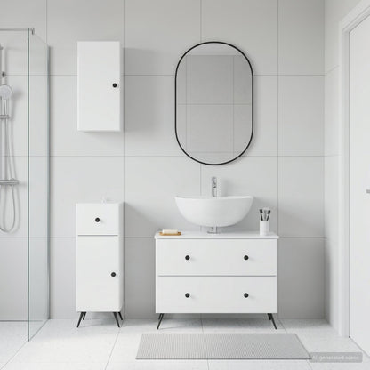 vidaXL 3 Piece Bathroom Cabinet Set BREDA High Gloss White 1