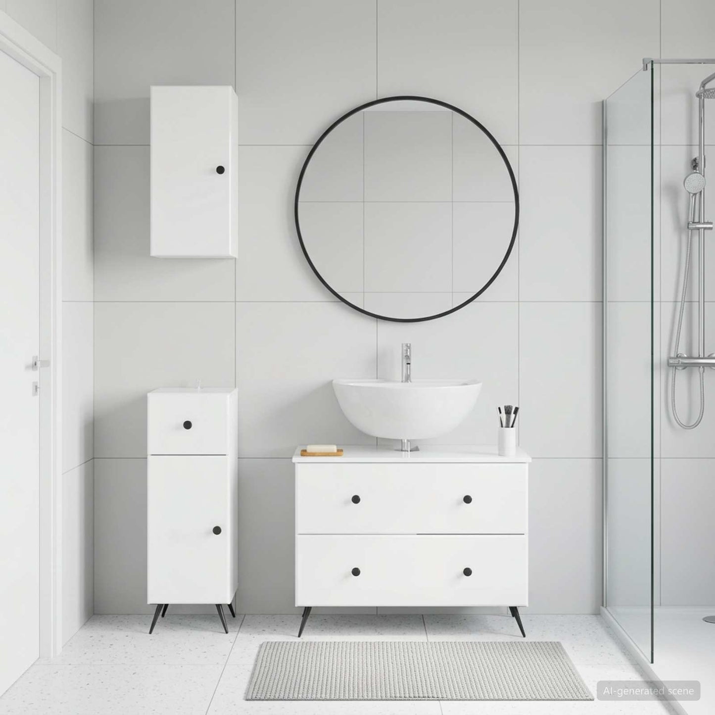 vidaXL 3 Piece Bathroom Cabinet Set BREDA High Gloss White 3