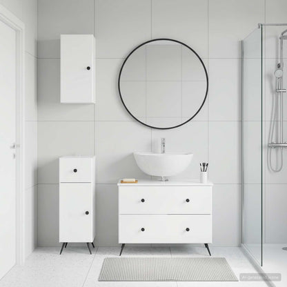 vidaXL 3 Piece Bathroom Cabinet Set BREDA High Gloss White 3