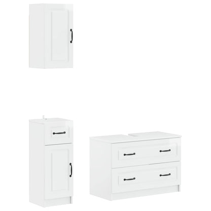 3 Piece Bathroom Cabinet Set EDE High gloss white O-shape